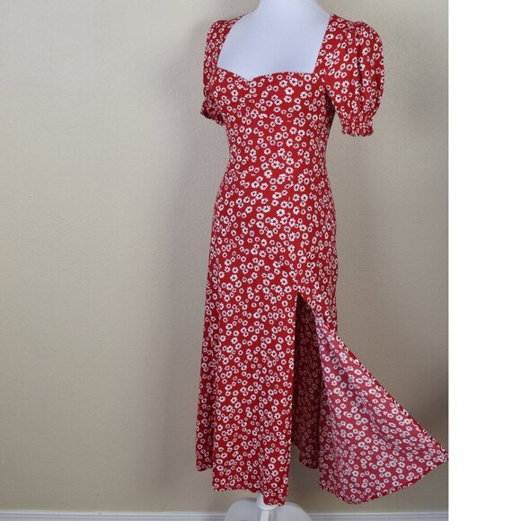 Reformation Lacey Jenna Red Floral Midi Dress - 4 - Picture 5 of 13